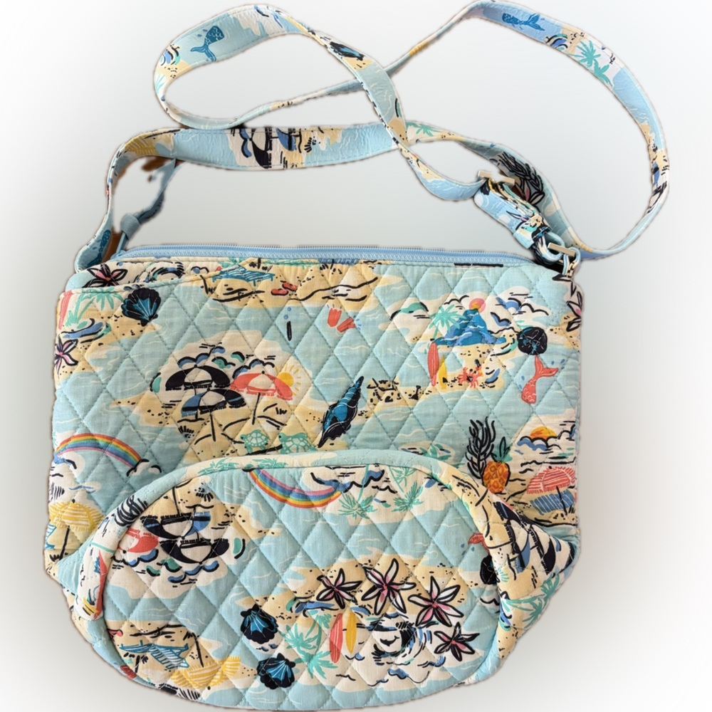 Vera Bradley Light Blue Quilted Crossbody with Beach Print